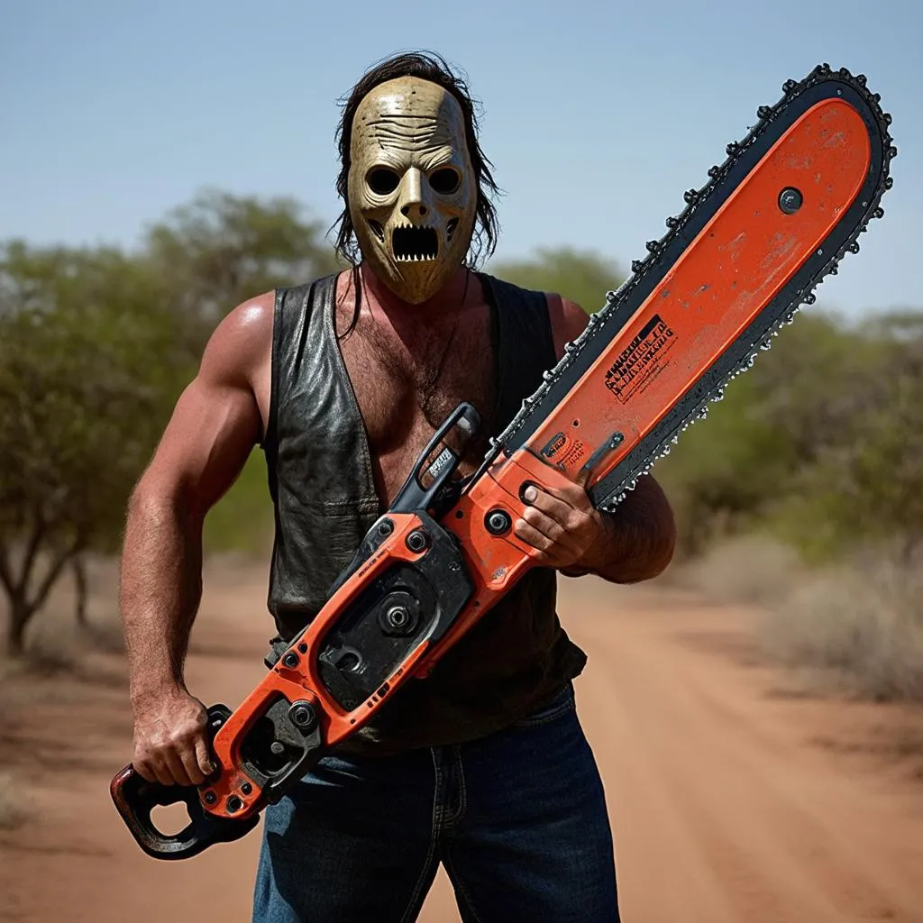 Leatherface with a chainsaw