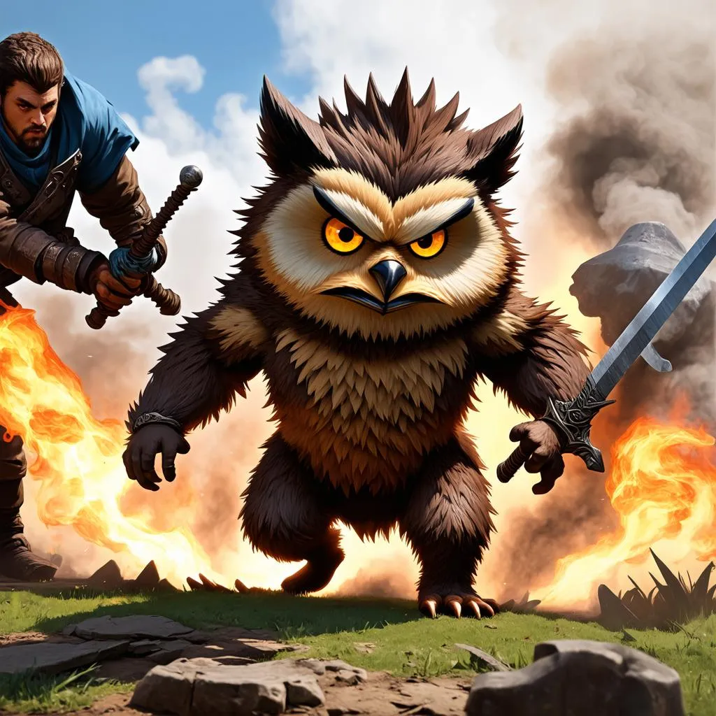 Owlbear Cub in battle