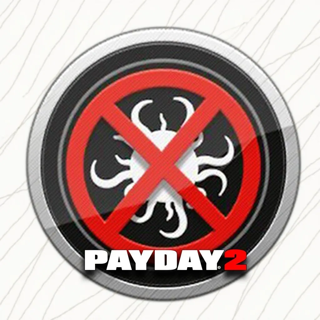 Hình ảnh cảnh báo virus máy tính với logo Payday 2