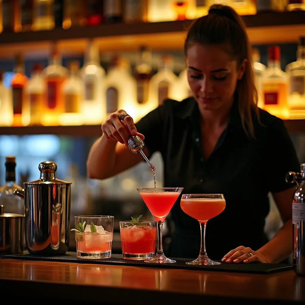 Bartender pha chế cocktail