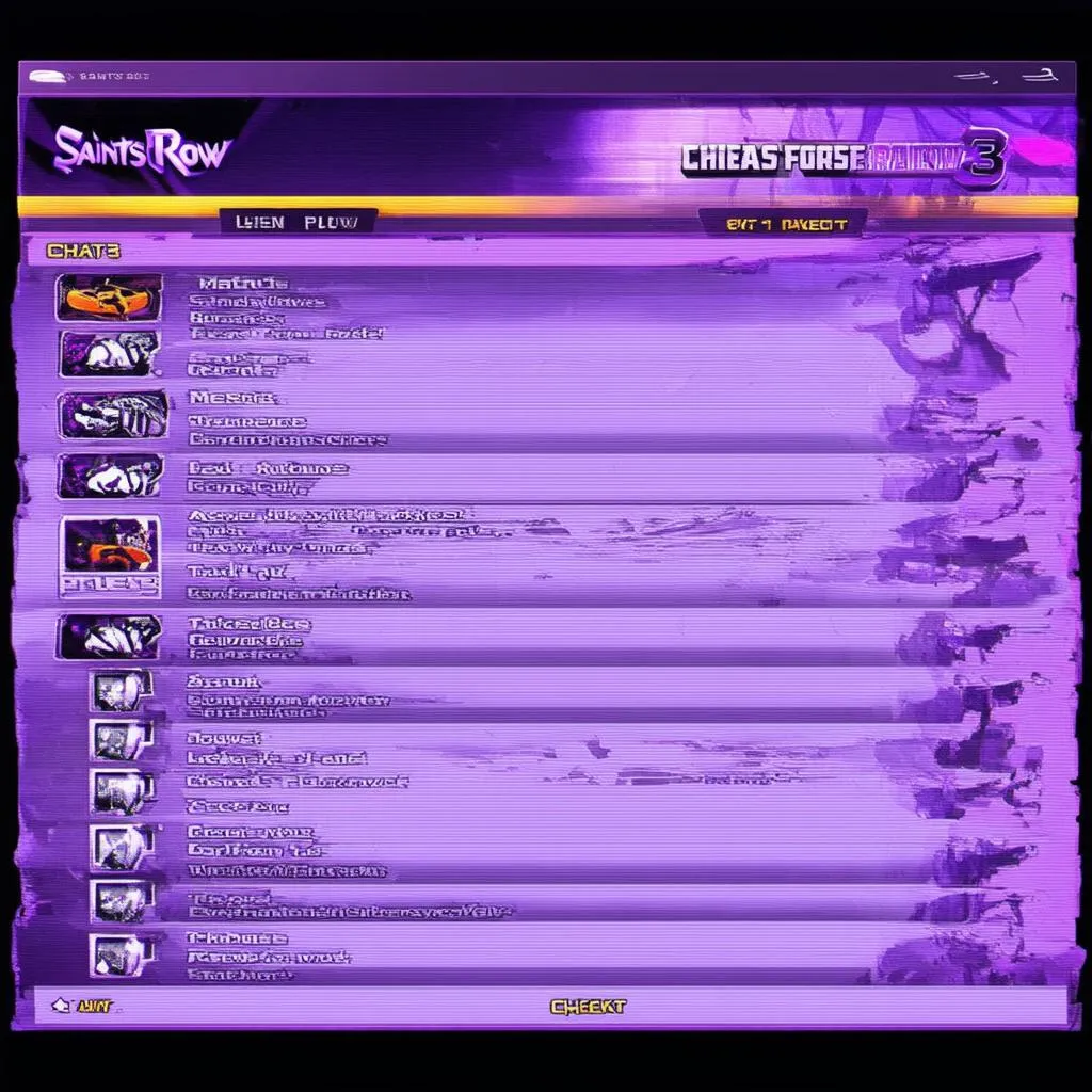 Danh sách Saints Row 3 Cheats