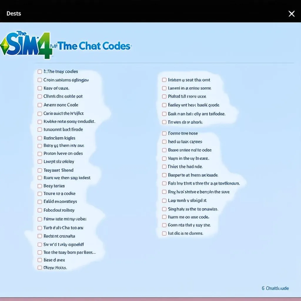 Ví dụ về các mã cheat trong Sims 4