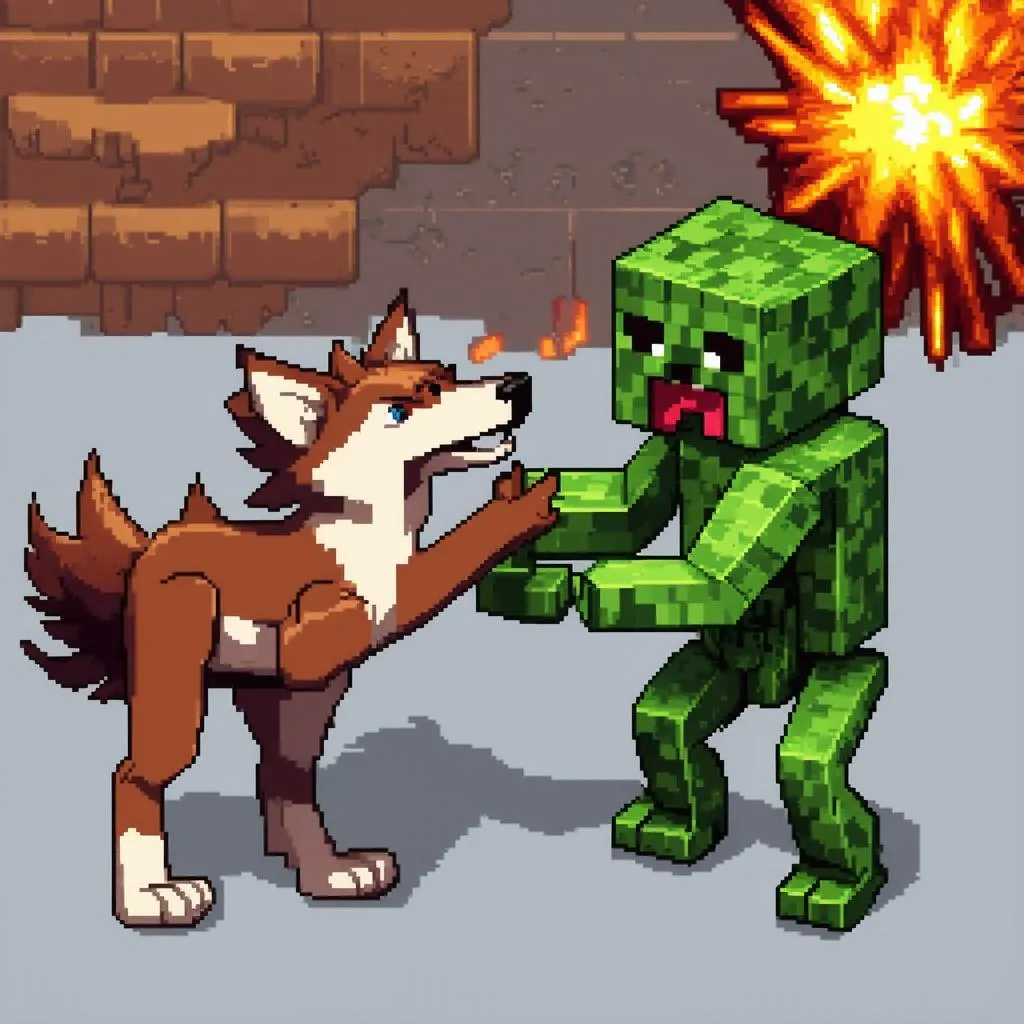 minecraft wolf fighting