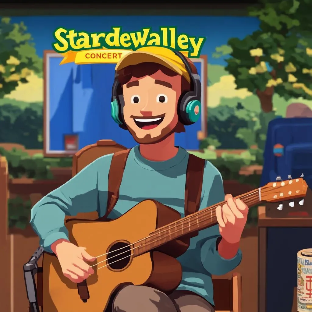 hình ảnh người chơi đang nghe nhạc trong stardew valley concert