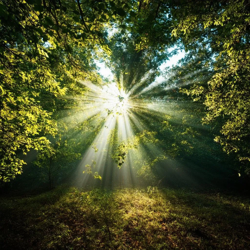 Sun shining through the leaves