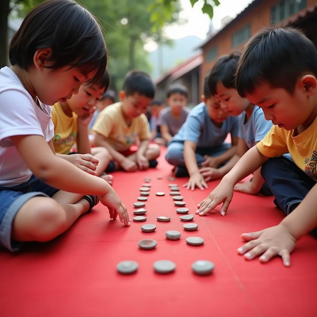 Trẻ em chơi ô ăn quan ngày tết