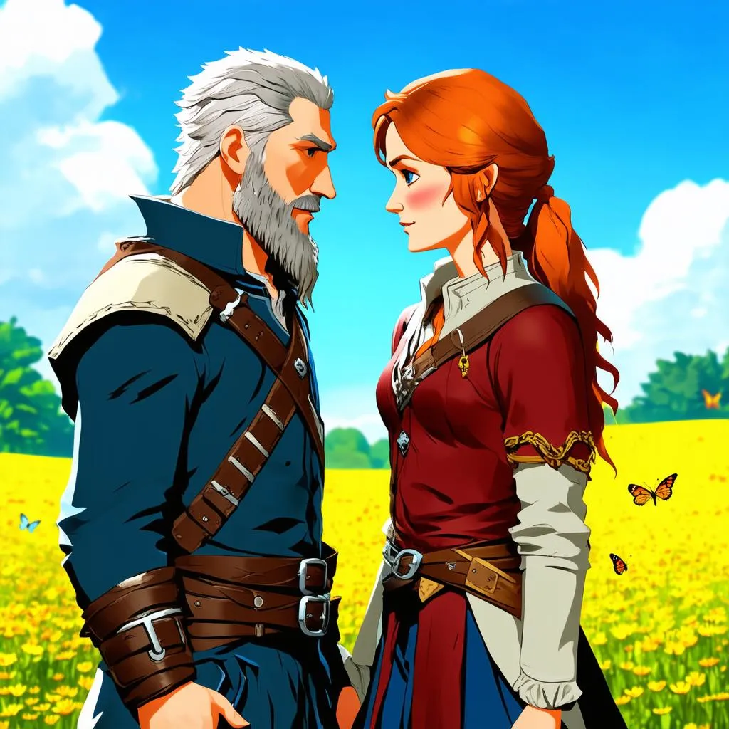 Geralt of Rivia and Triss Merigold