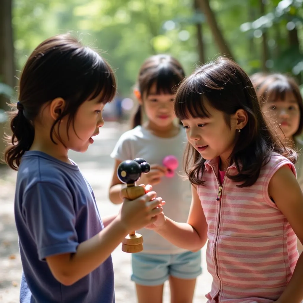 Trẻ em chơi Kendama