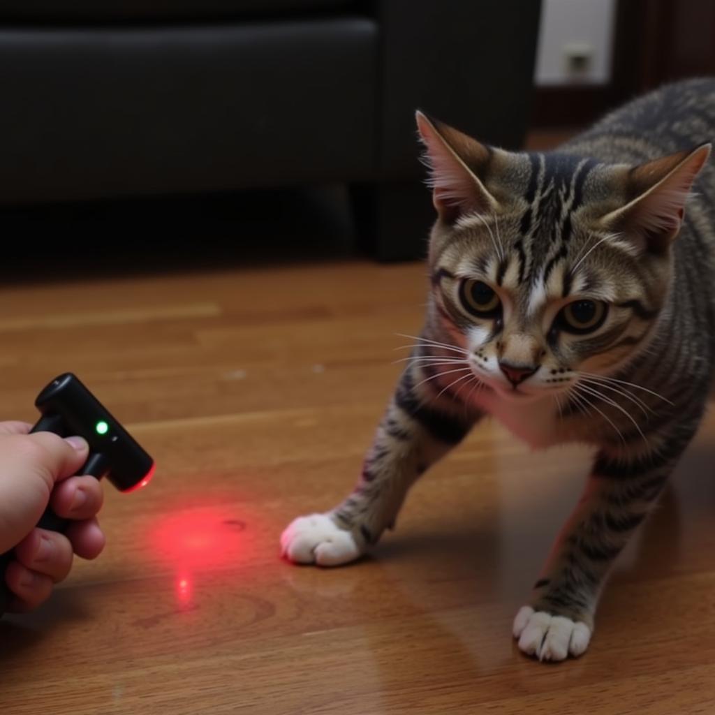 Laser pointer là một món đồ chơi  gây nghiện  cho mèo