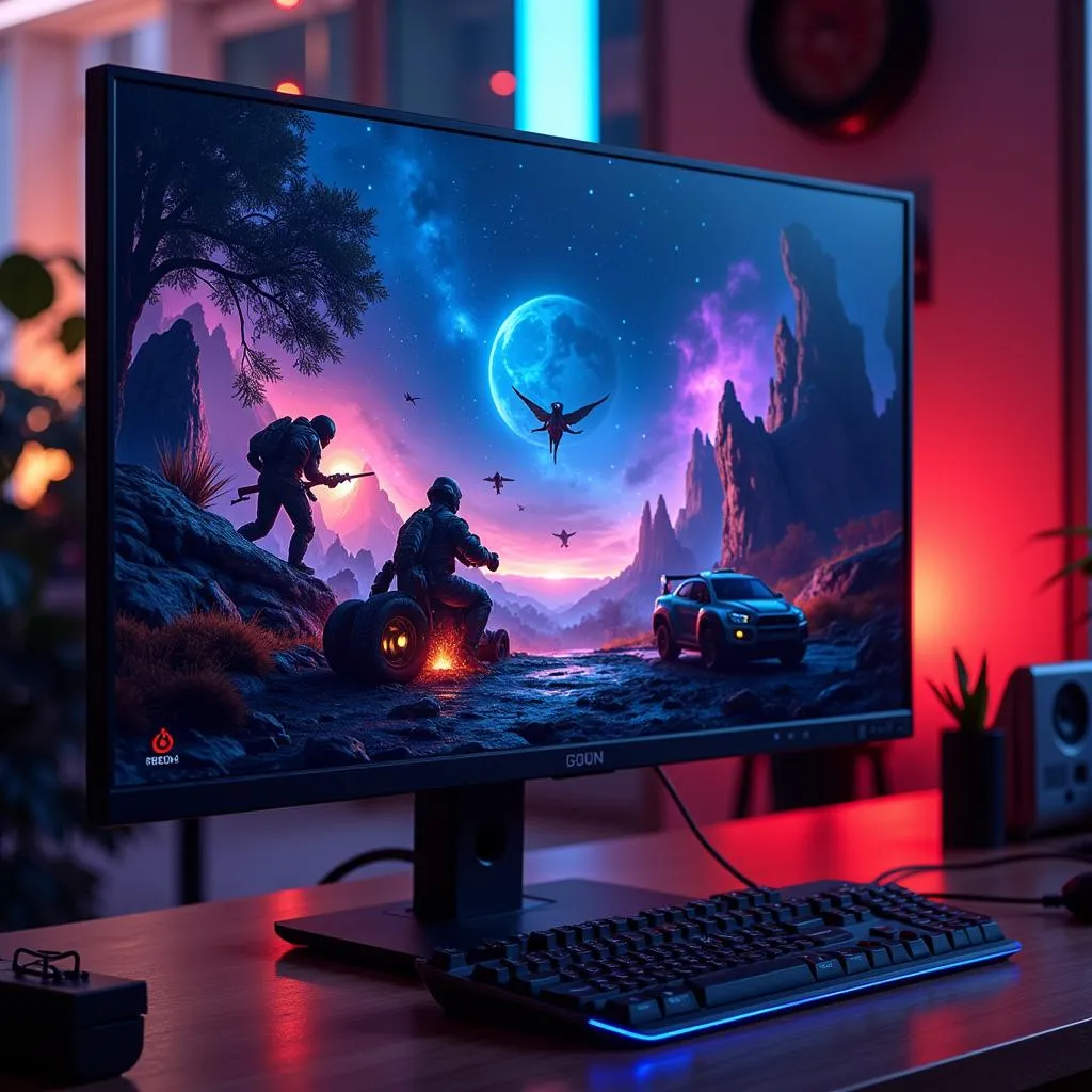 Màn hình gaming 4K siêu nét với hình nền sống động