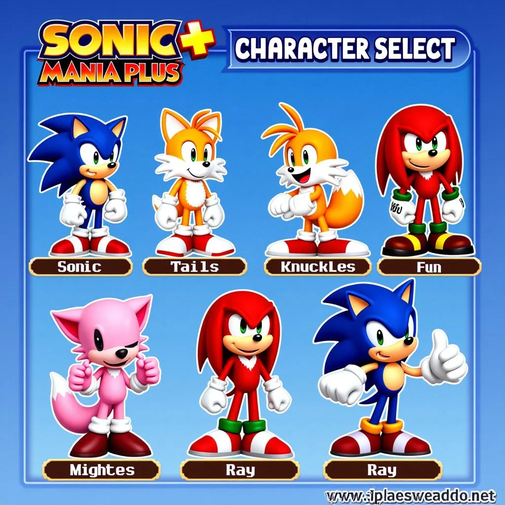 Màn hình lựa chọn nhân vật trong Sonic Mania Plus