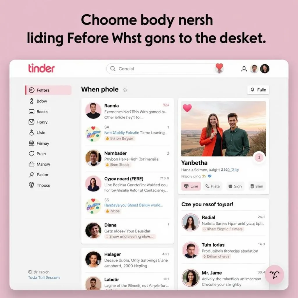 Giao diện Tinder PC